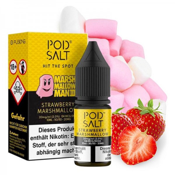 POD SALT - Marshmallow Man - Strawberry Marshmallow Nikotinsalz Liquid mit Steuerzeichen