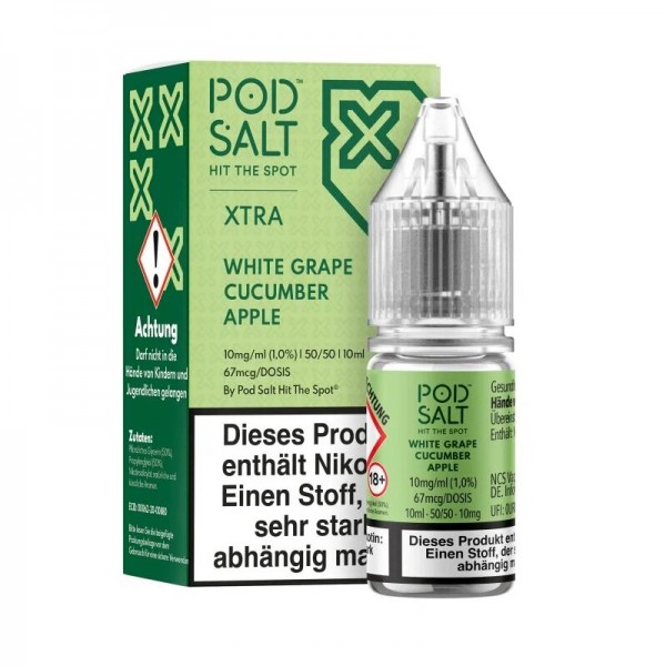 PODSALT - XTRA - White Grape Cucumber Apple Nikotinsalzliquid 10ml mit Steuerzeichen
