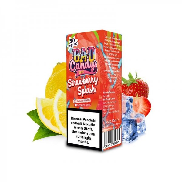 BAD CANDY - Strawberry Splash Nikotinsalzliquid 10ml mit Steuerzeichen